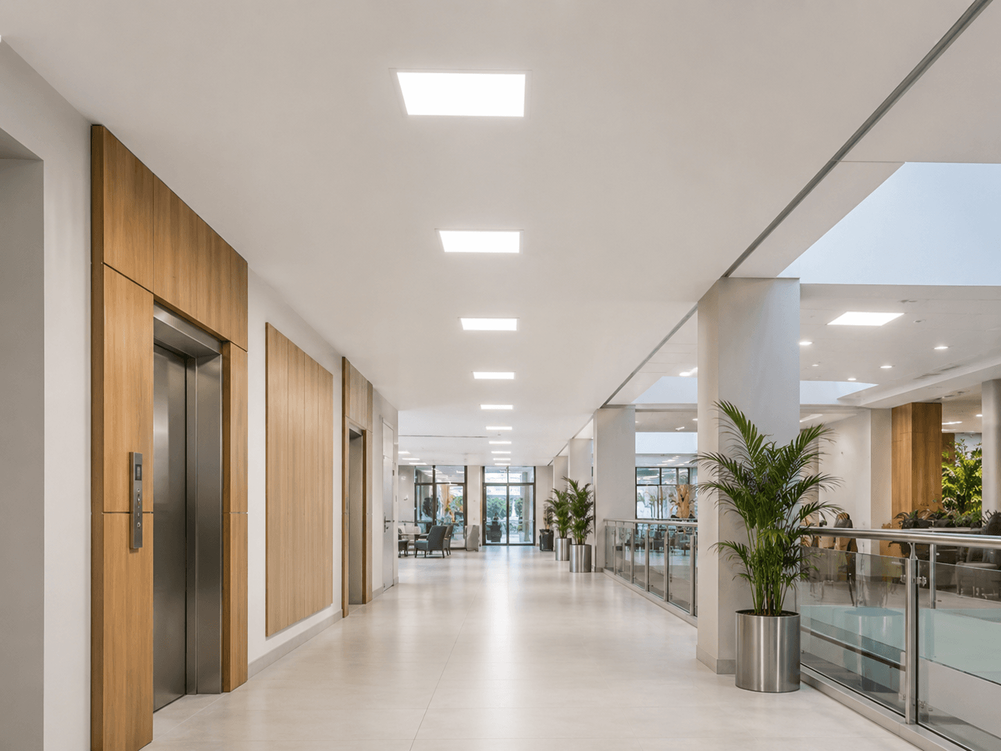 Коридор, освітлений LED-панелями