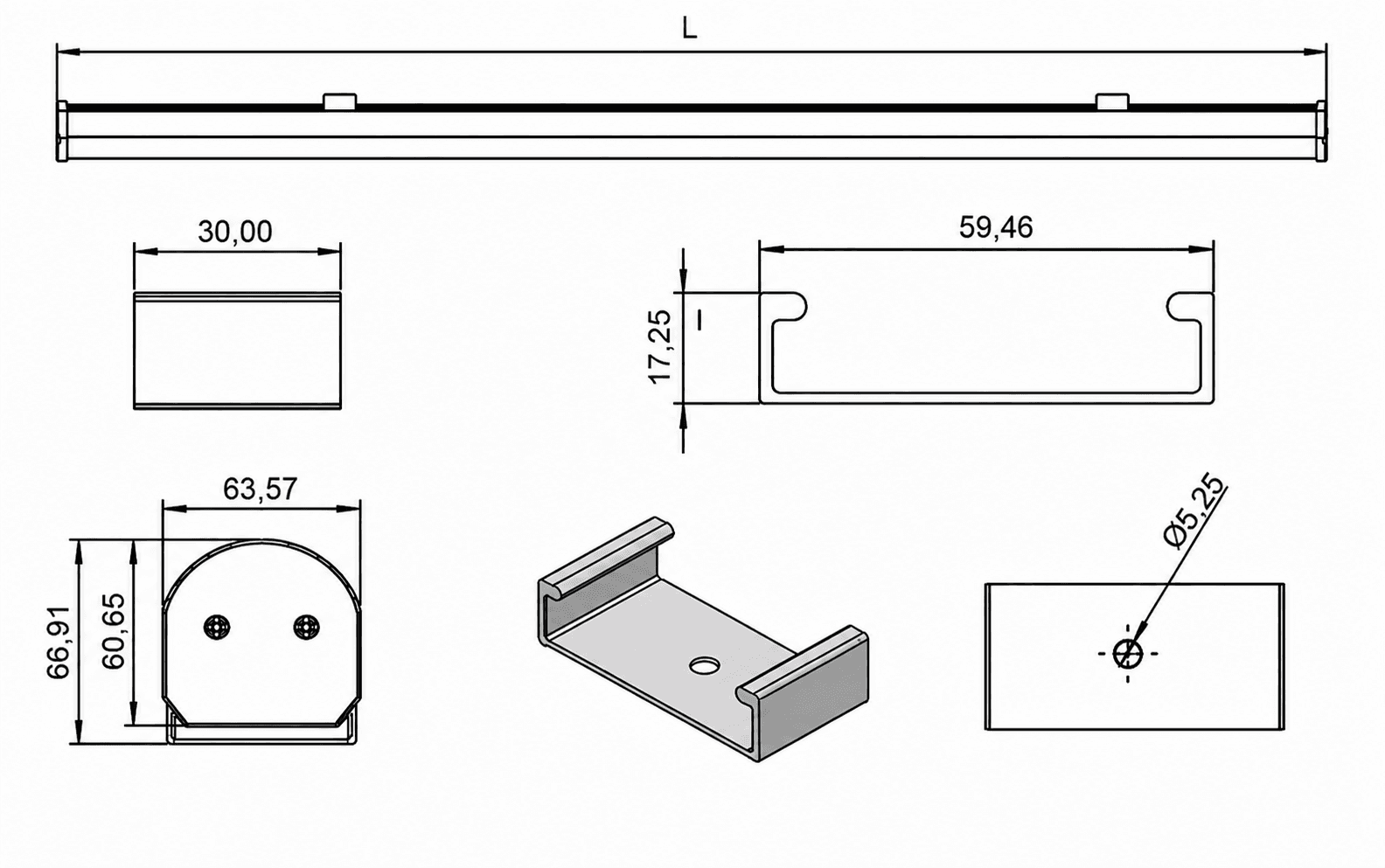 Catalogue technical drawing for LED-BUS Etanj PC