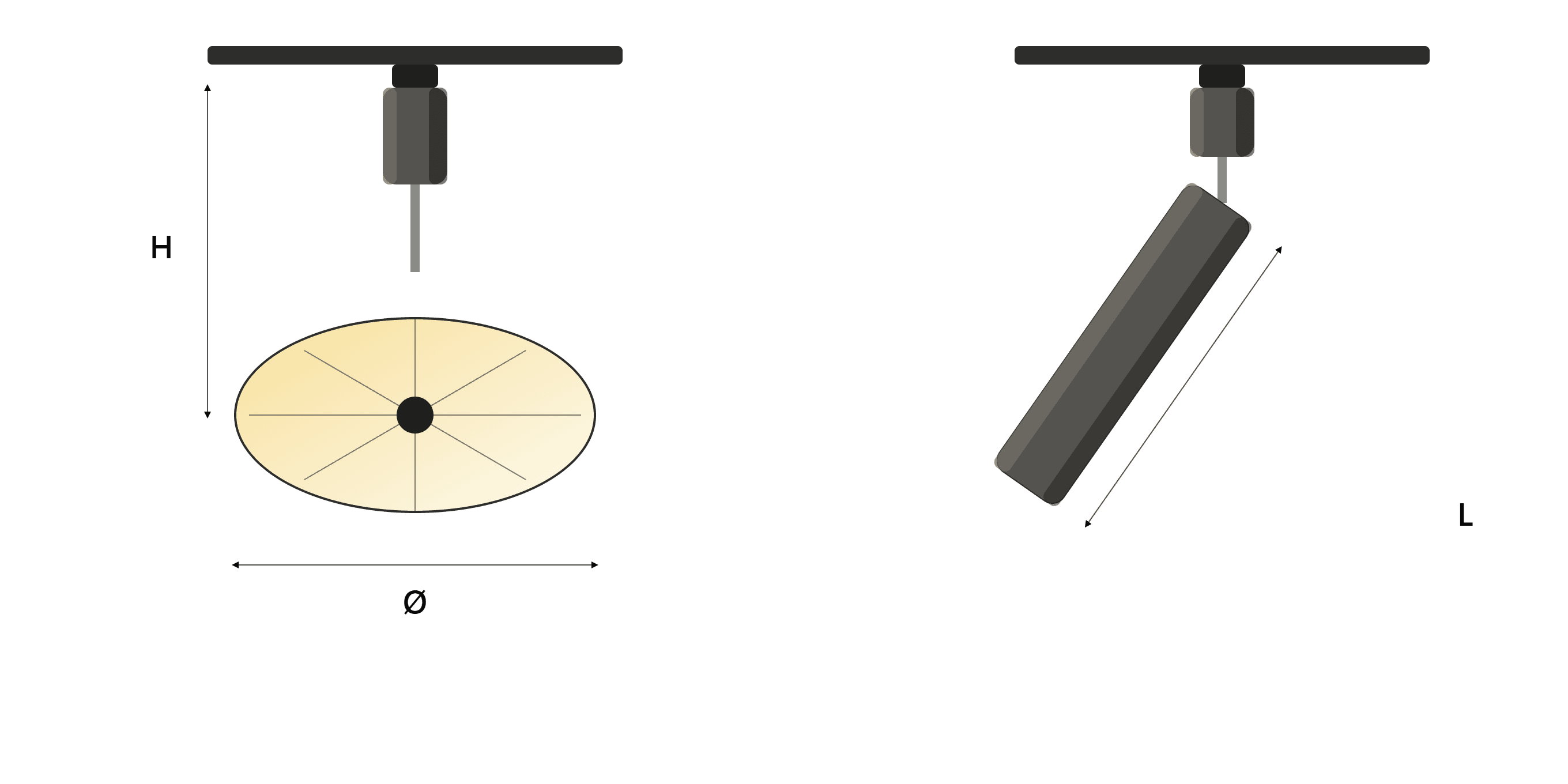 Каталожне технічне креслення CYL Adjustable Track Spot Series